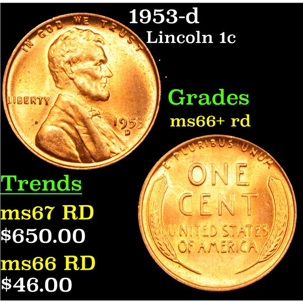 1953-d Lincoln Cent 1c Grades GEM++ RD