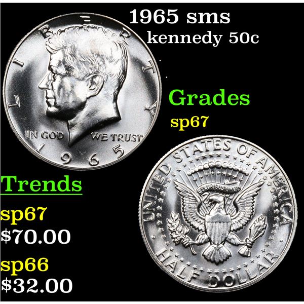 1965 sms Kennedy Half Dollar 50c Grades sp67
