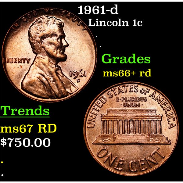 1961-d Lincoln Cent 1c Grades GEM++ RD