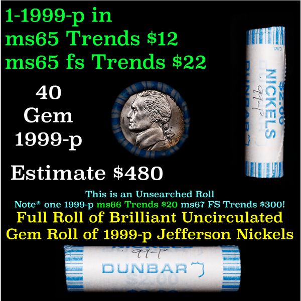 Shotgun Jefferson 5c roll, 1999-p 40 pcs Dunbar Wrapper