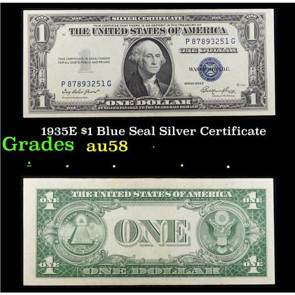 1935E $1 Blue Seal Silver Certificate Grades Choice AU/BU Slider