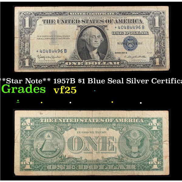 **Star Note** 1957B $1 Blue Seal Silver Certificate Grades vf+