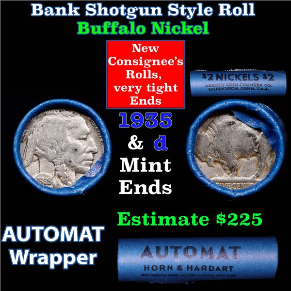Buffalo Nickel Shotgun Roll in Old Bank Style 'Abbott Coin Counter Automat Horn & Hardart' Wrapper 1