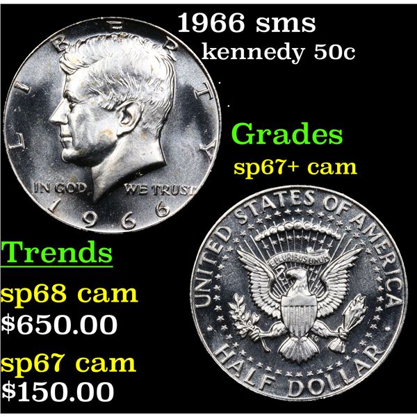 1966 sms Kennedy Half Dollar 50c Grades sp67+ cam
