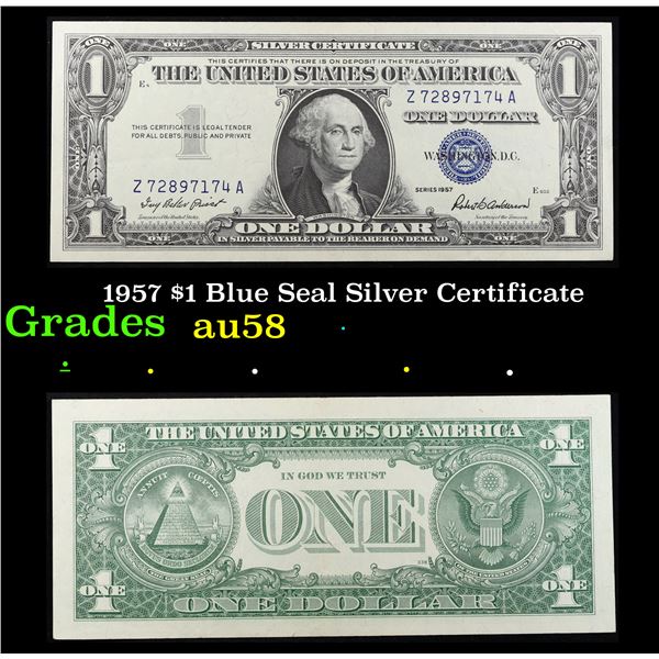 1957 $1 Blue Seal Silver Certificate Grades Choice AU/BU Slider