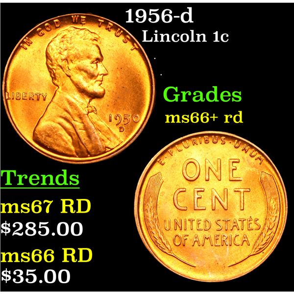 1956-d Lincoln Cent 1c Grades GEM++ RD