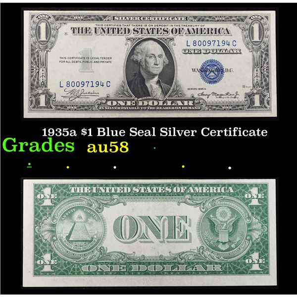 1935a $1 Blue Seal Silver Certificate Grades Choice AU/BU Slider