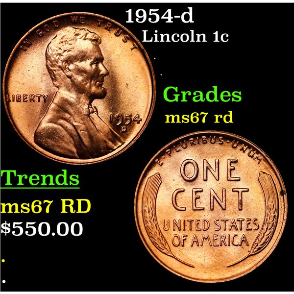 1954-d Lincoln Cent 1c Grades GEM++ Unc RD