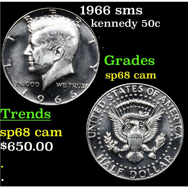 1966 sms Kennedy Half Dollar 50c Grades sp68 cam
