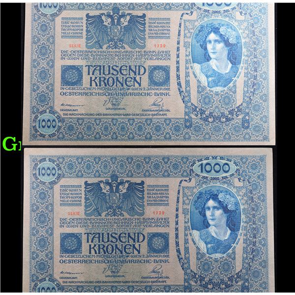1919 Austria 1,000 Kronen Note P: 59 Grades Choice AU/BU Slider