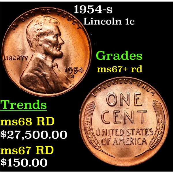 1954-s Lincoln Cent 1c Grades GEM++ RD