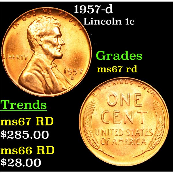1957-d Lincoln Cent 1c Grades GEM++ Unc RD