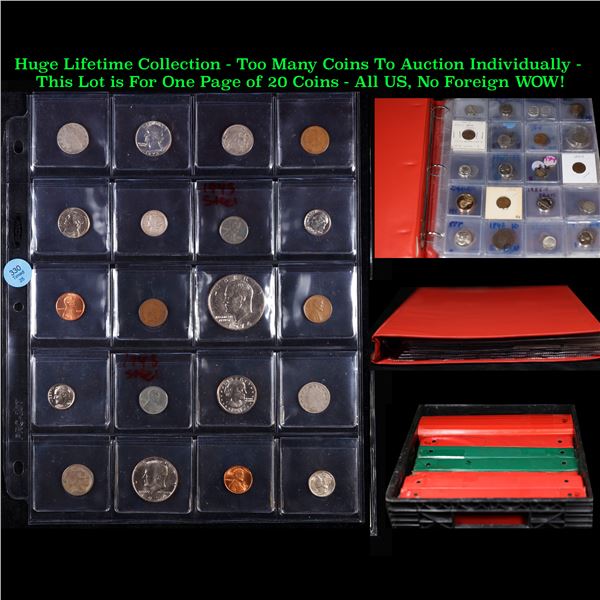 Huge Liifetime Collection - Too Many Coins To Auction Individually - This Lot is For One Page of 20 