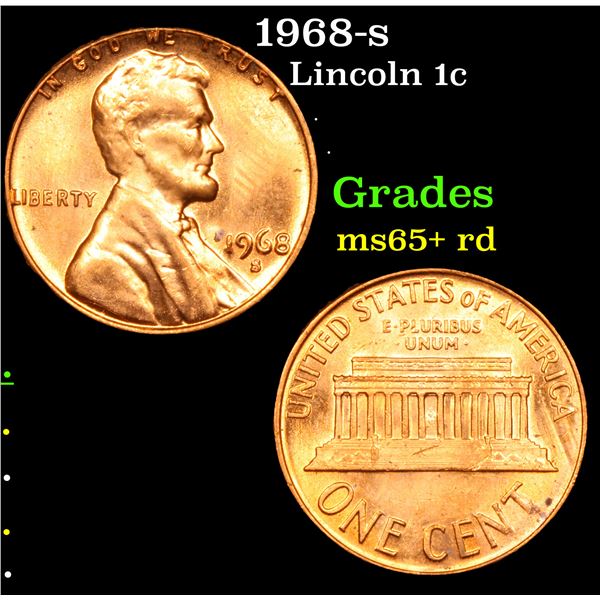 1968-s Lincoln Cent 1c Grades Gem+ Unc RD