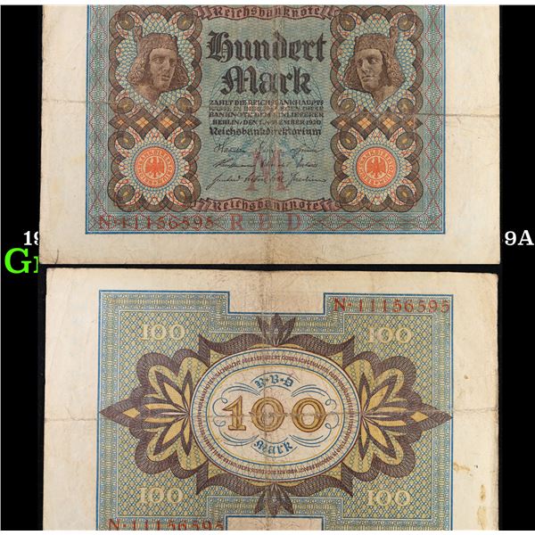 1920 Weimar Germany 100 mark Note P: 69A Grades vf+