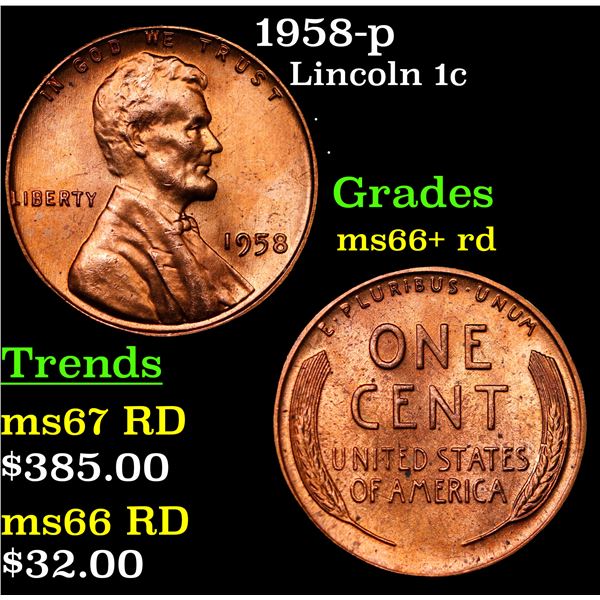 1958-p Lincoln Cent 1c Grades GEM++ RD