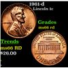 Image 1 : 1961-d Lincoln Cent 1c Grades GEM+ Unc RD