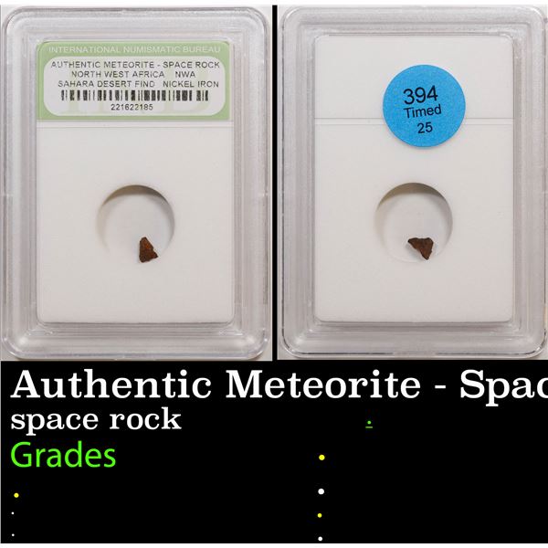 Authentic Meteorite - Space Rock North West Africa Sahara Desert Find Nickel/Iron Graded By INB