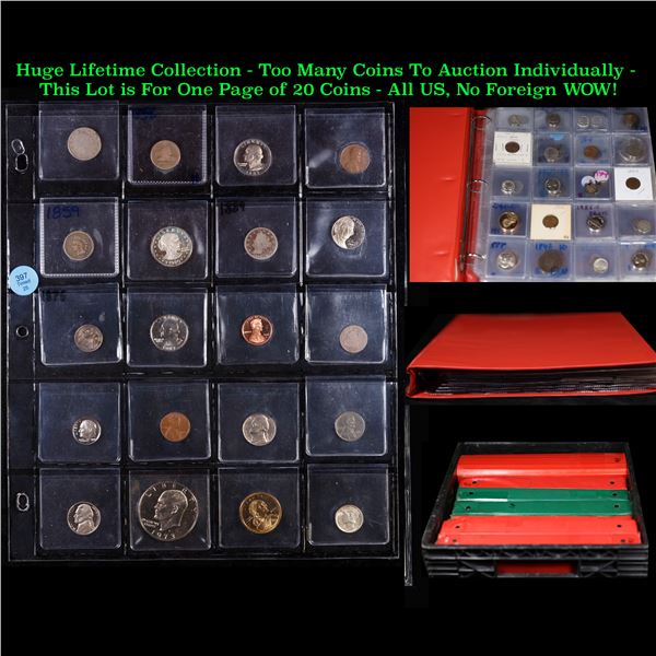 Huge Liifetime Collection - Too Many Coins To Auction Individually - This Lot is For One Page of 20 