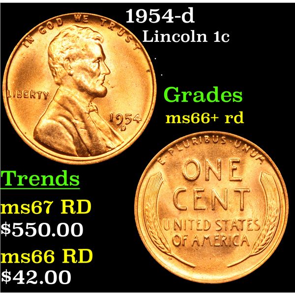 1954-d Lincoln Cent 1c Grades GEM++ RD