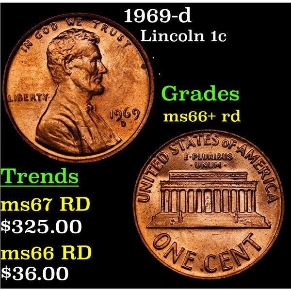 1969-d Lincoln Cent 1c Grades GEM++ RD