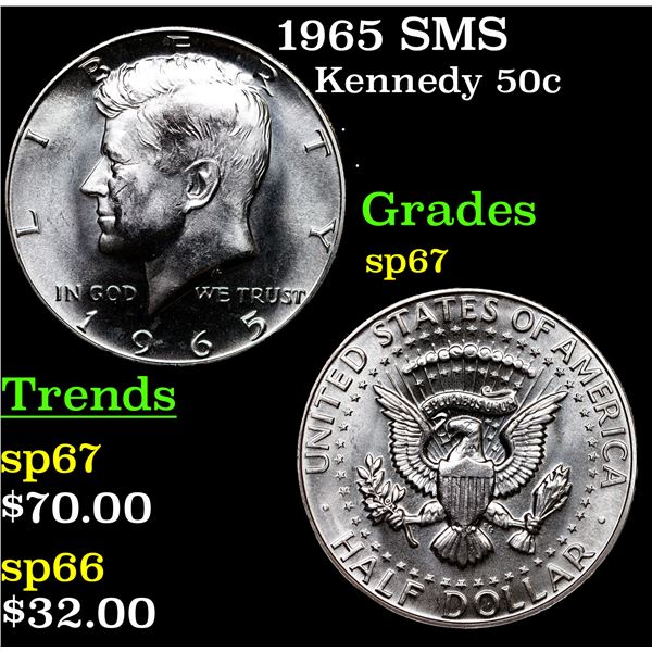 1965 SMS Kennedy Half Dollar 50c Grades sp67
