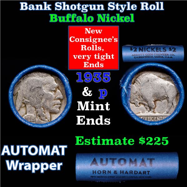 Buffalo Nickel Shotgun Roll in Old Bank Style 'Abbott Coin Counter Automat Horn & Hardart' Wrapper 1