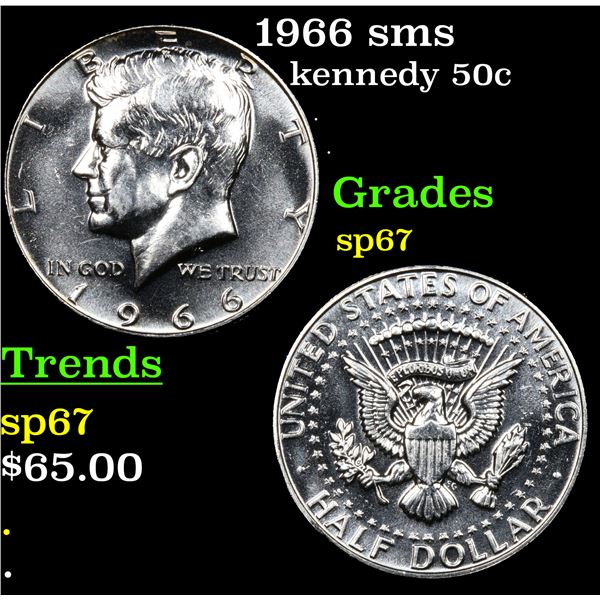 1966 sms Kennedy Half Dollar 50c Grades sp67