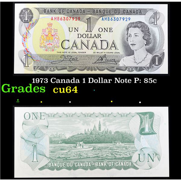 1973 Canada 1 Dollar Note P: 85c Grades Choice CU
