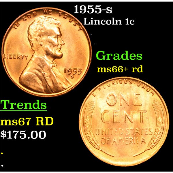 1955-s Lincoln Cent 1c Grades GEM++ RD
