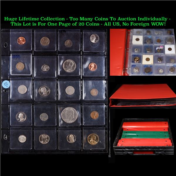 Huge Liifetime Collection - Too Many Coins To Auction Individually - This Lot is For One Page of 20 