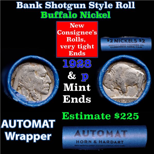 Buffalo Nickel Shotgun Roll in Old Bank Style 'Abbott Coin Counter Automat Horn & Hardart' Wrapper 1