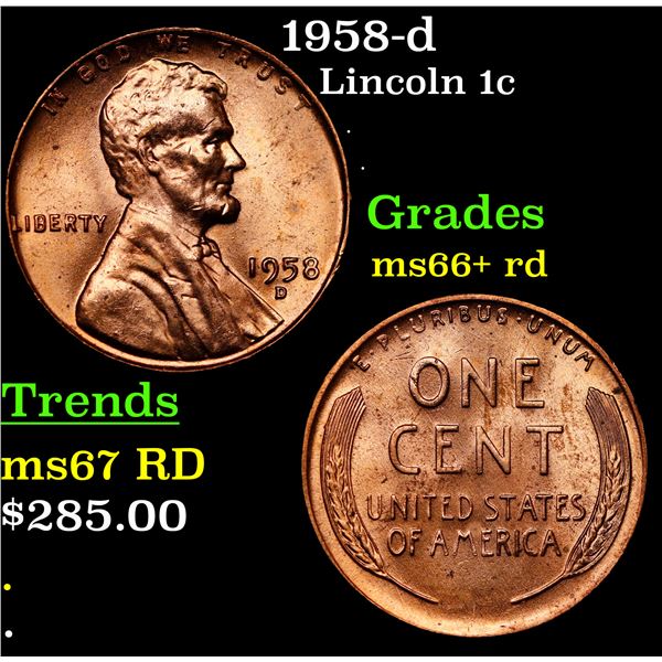 1958-d Lincoln Cent 1c Grades GEM++ RD