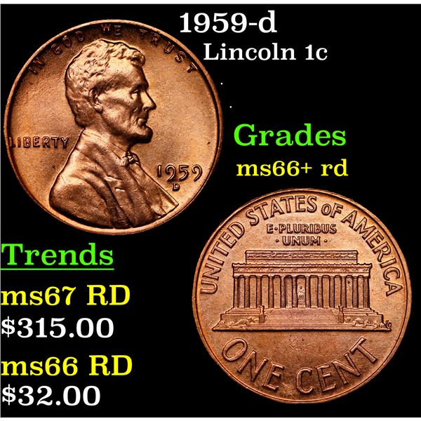 1959-d Lincoln Cent 1c Grades GEM++ RD