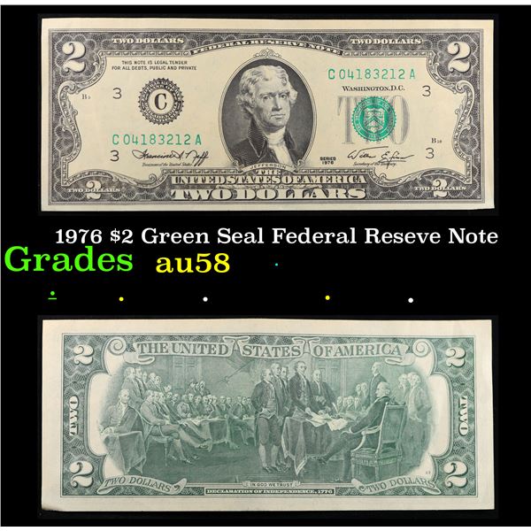 1976 $2 Green Seal Federal Reseve Note Grades Choice AU/BU Slider