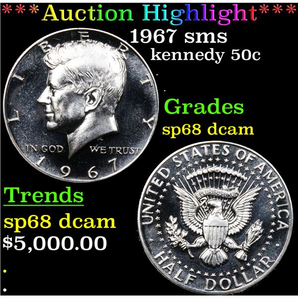 1967 sms Kennedy Half Dollar 50c Graded sp68 dcam By SEGS