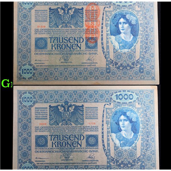 1919 Austria 1,000 Kronen Note P: 59 Grades Choice AU/BU Slider