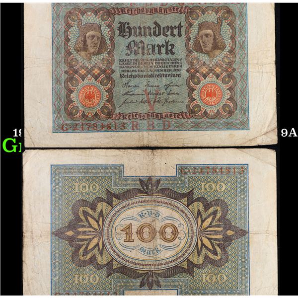 1920 Weimar Germany 100 mark Note P: 69A Grades vf+