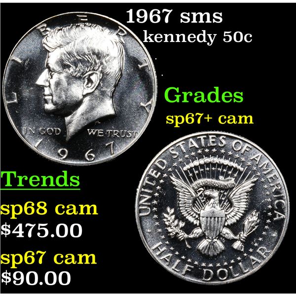 1967 sms Kennedy Half Dollar 50c Grades sp67+ cam