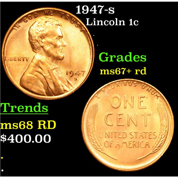 1947-s Lincoln Cent 1c Grades GEM++ RD