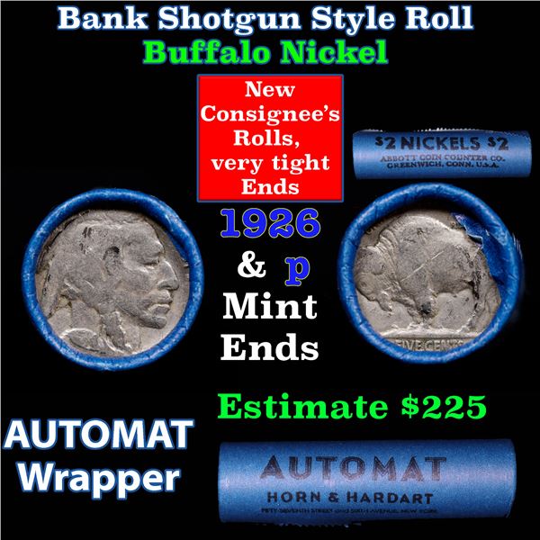 Buffalo Nickel Shotgun Roll in Old Bank Style 'Abbott Coin Counter Automat Horn & Hardart' Wrapper 1