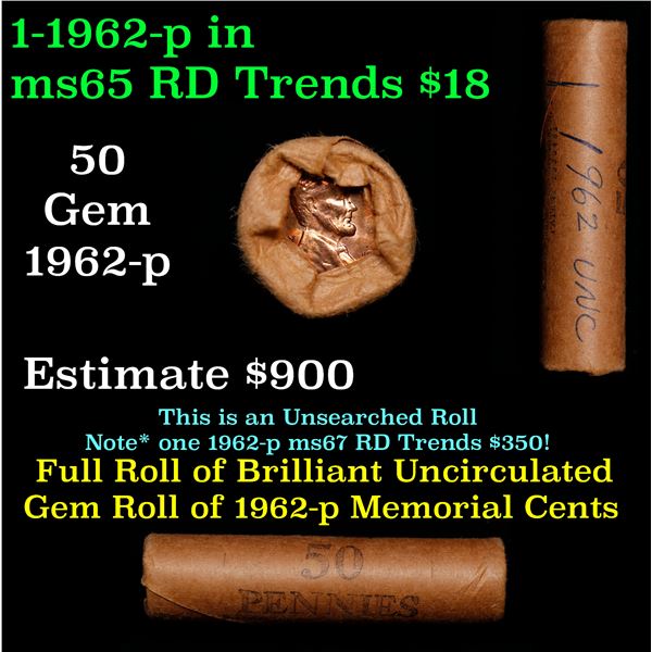 Shotgun Lincoln 1c roll, 1962-p 50 pcs Standard Johnson Wrapper.
