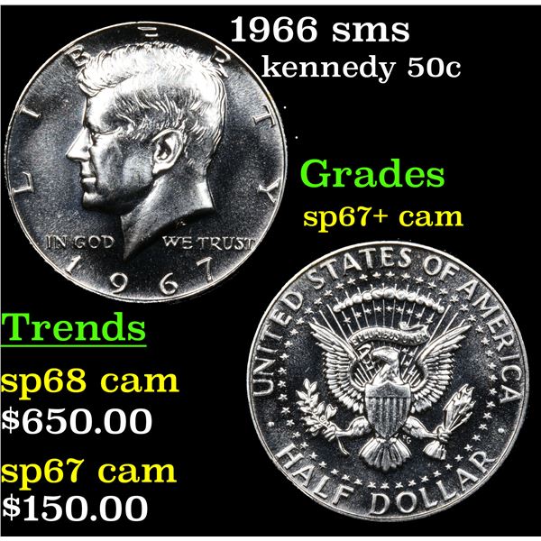 1966 sms Kennedy Half Dollar 50c Grades sp67+ cam