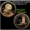 Image 1 : Proof Group of 5 proof Sacagawea Dollars $1 2000-2004 Grades GEM++ Proof Deep Cameo