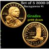 Image 1 : Proof Set of 5 2000-2004-S Sacagawea $1 Gold Coin Grades GEM++ Proof Deep Cameo