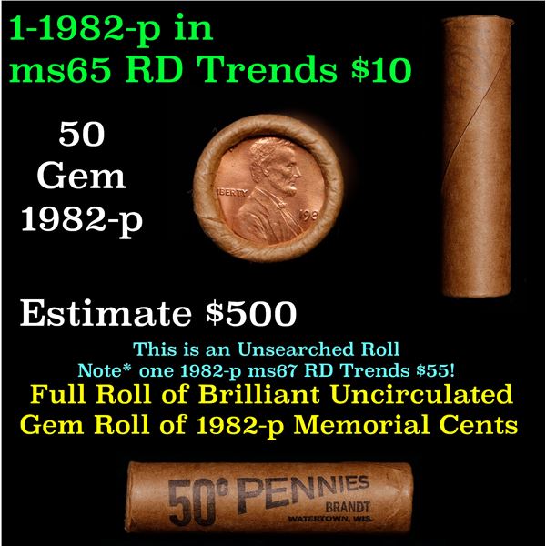 Shotgun Lincoln 1c roll, 1982-p 50 pcs Brandt Wrapper.