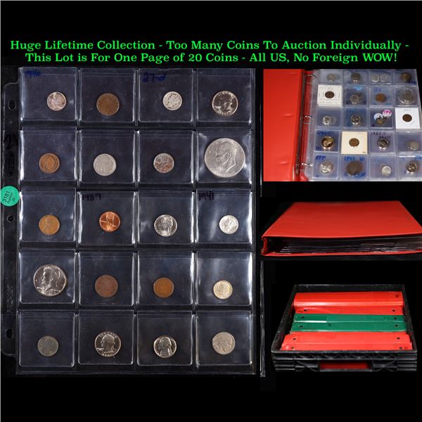 Huge Liifetime Collection - Too Many Coins To Auction Individually - This Lot is For One Page of 20 