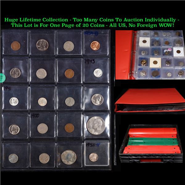 Huge Liifetime Collection - Too Many Coins To Auction Individually - This Lot is For One Page of 20 