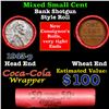Image 1 : Mixed small cents 1c orig shotgun roll, 1943-p Steel Cent,Wheat Cent other end, Coca Cola Brandt Wra