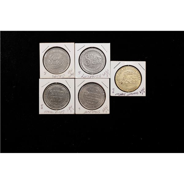 Group of 5 Casino Tokens
